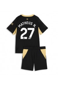 Manchester City Matheus Nunes #27 Jalkapallovaatteet Lasten Vieraspeliasu 2026-27 Lyhythihainen (+ Lyhyet housut)